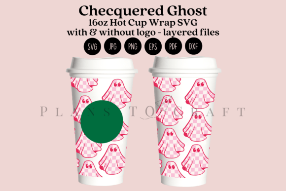 Checquered Ghost 16oz Hot Cup Wrap SVG