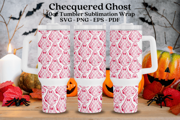 Checquered Ghost 40oz Tumbler Wrap SVG
