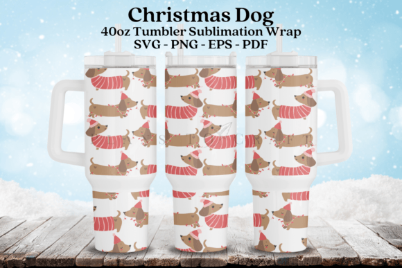 Christmas Dog Tumbler Wrap SVG