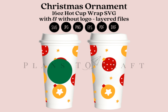 Christmas Ornament 16oz Hot Cup Wrap SVG