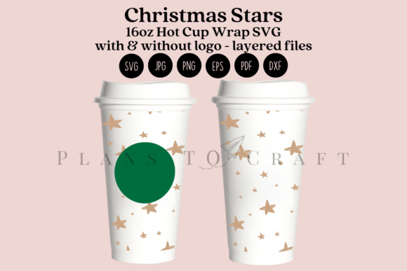 Christmas Stars 16oz Hot Cup Wrap SVG