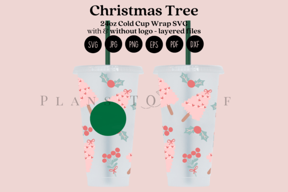 Christmas Tree Cold Cup Wrap SVG