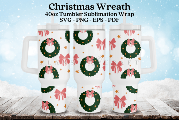Christmas Wreath 40oz Tumbler Wrap SVG