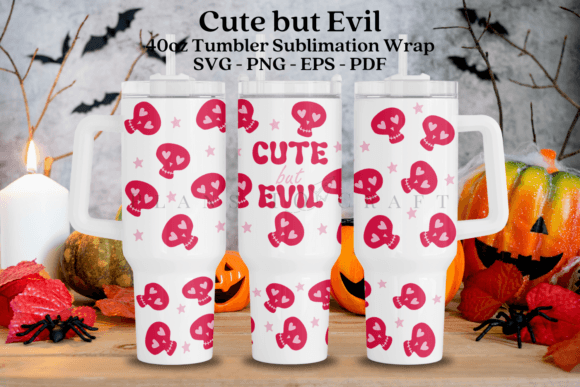 Cute but Evil Tumbler Wrap SVG