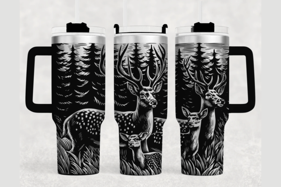 Deer Family 40oz Laser Tumbler Wrap SVG