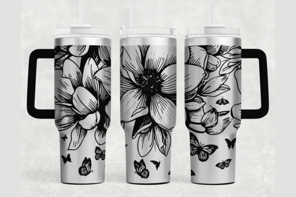 Flowers 40oz Laser Tumbler Wrap SVG