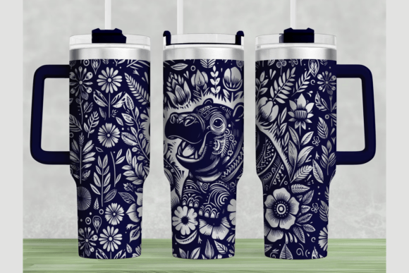 Hippo 40oz Laser Tumbler Wrap SVG