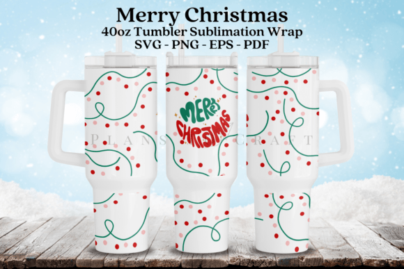 Merry Christmas 40oz Tumbler Wrap SVG