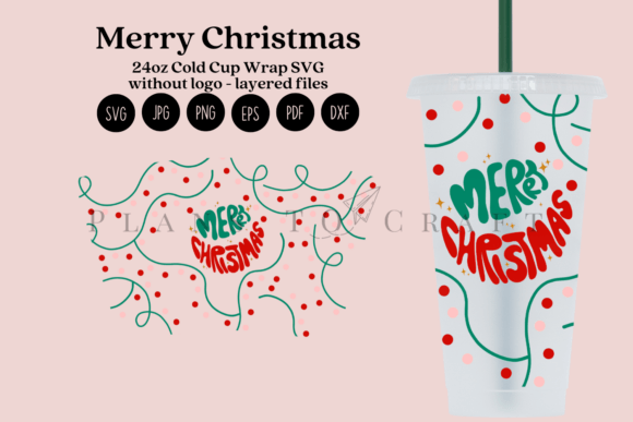 Merry Christmas Cold Cup Wrap SVG