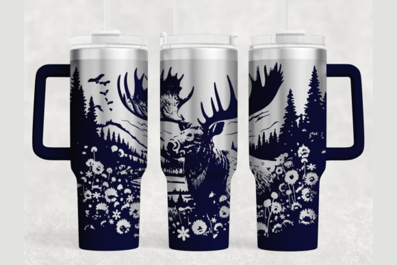 Moose 40oz Laser Tumbler Wrap SVG