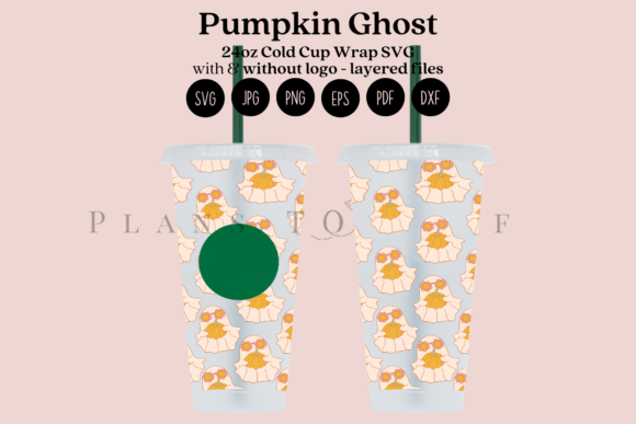 Pumpkin Ghost Cold Cup Tumbler Wrap SVG