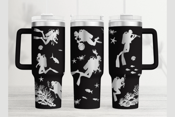 Scuba Diving 40oz Laser Tumbler Wrap SVG