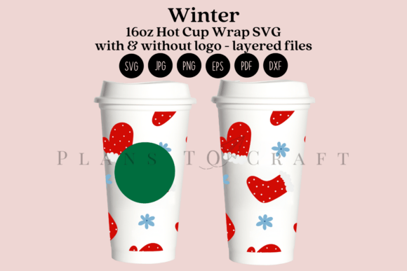 Winter Christmas 16oz Hot Cup Wrap SVG