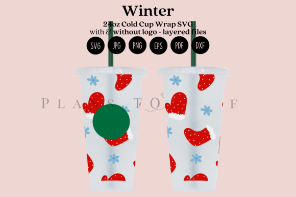 Winter Christmas Cold Cup Wrap SVG
